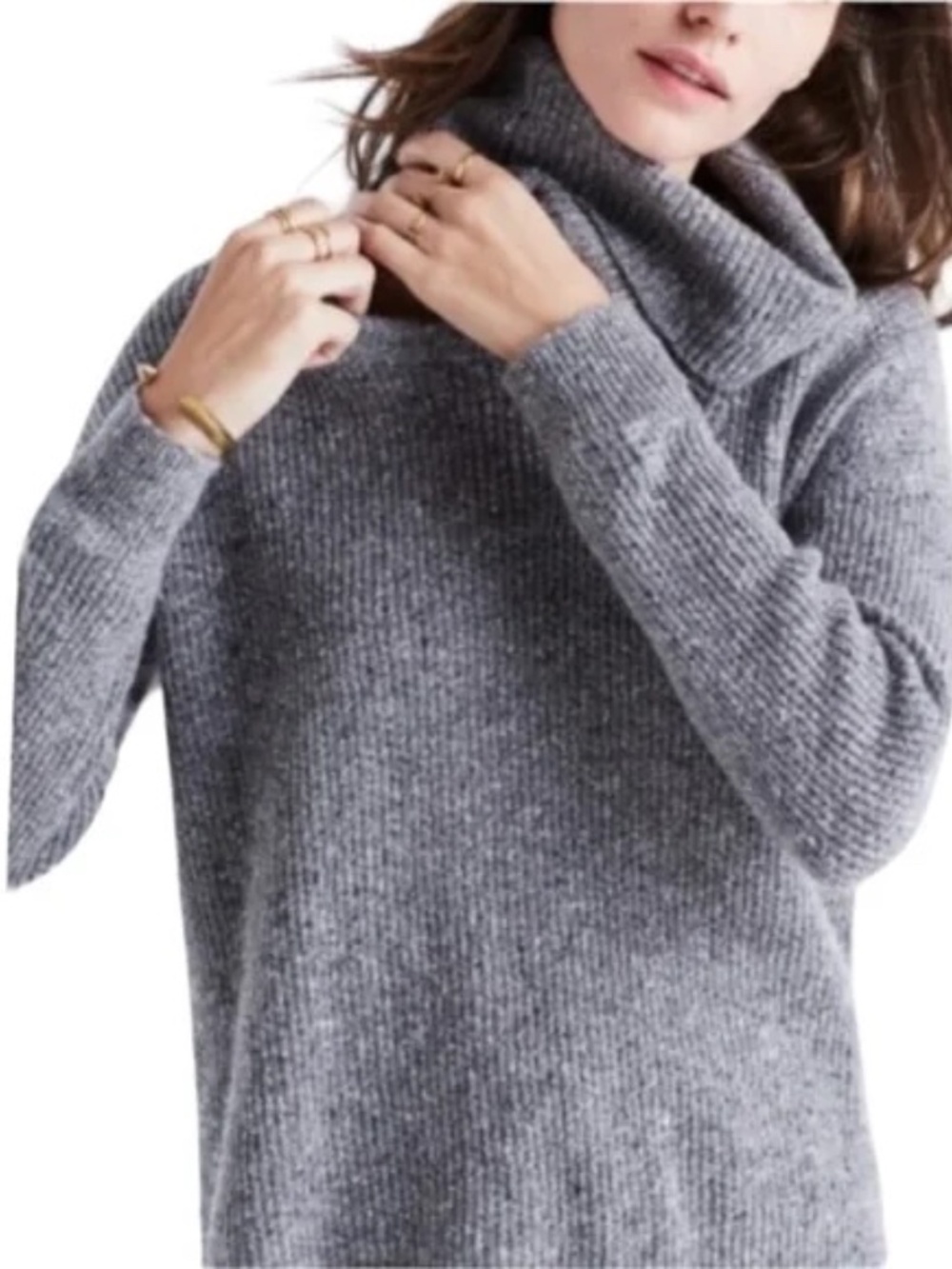 Madewell Donegal Convertible Turtleneck Wool Cashmere Sweater Gray size XS